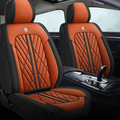 Elite Car Seat Covers - Orange & Black | Waterproof Leather Car Seat Covers
