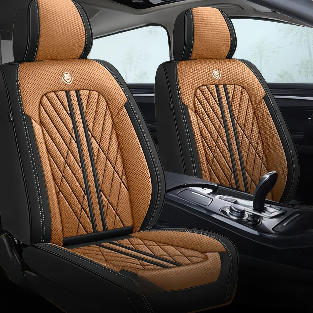 Elite Car Seat Covers - Brown & Black | Waterproof Leather Car Seat Covers