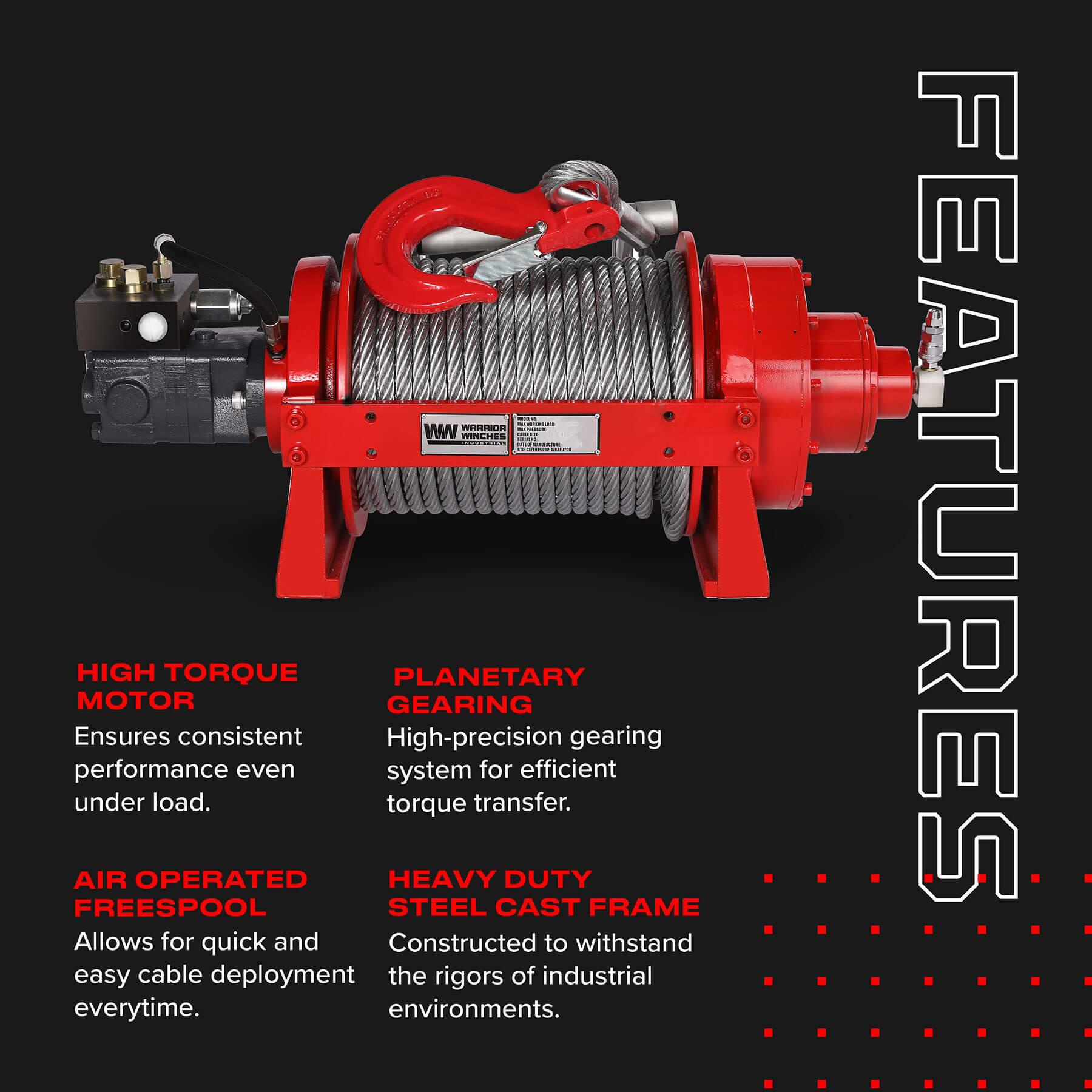 JR 10 Tonne Industrial Hydraulic Winch