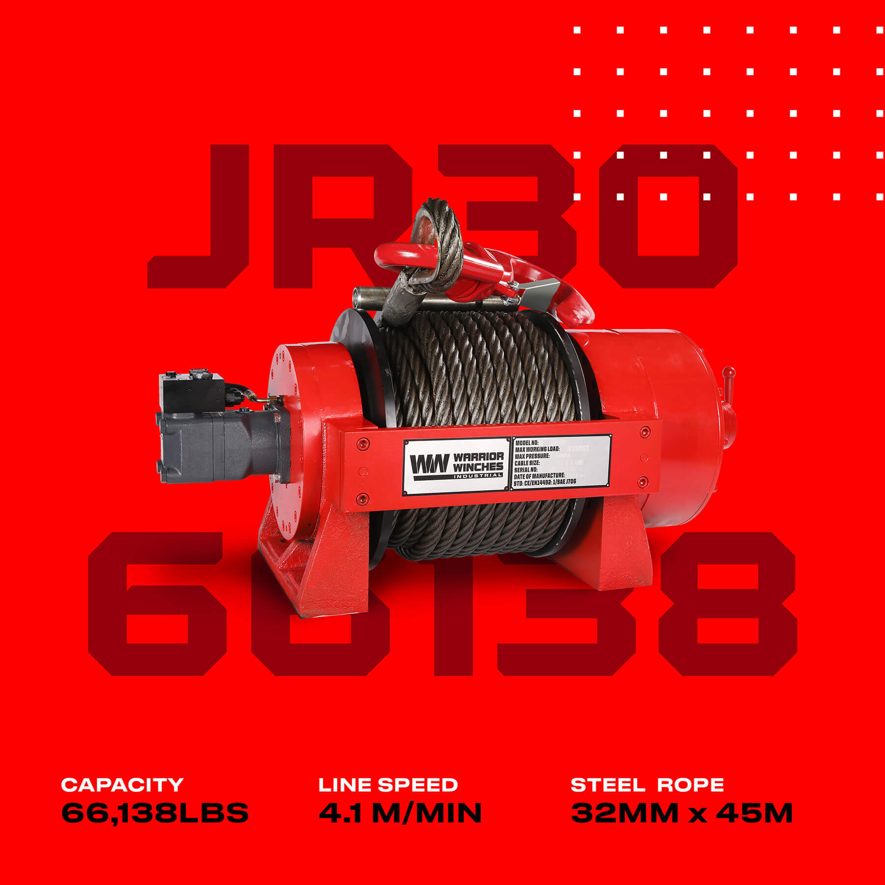 JR 30 Tonne Industrial Hydraulic Winch