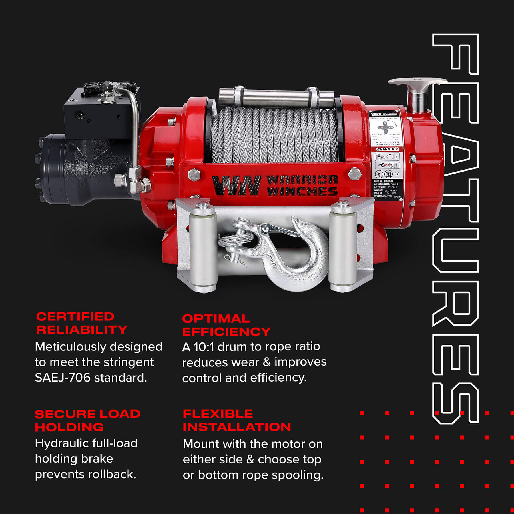 RV 8000 Hydraulic Short Drum Winch