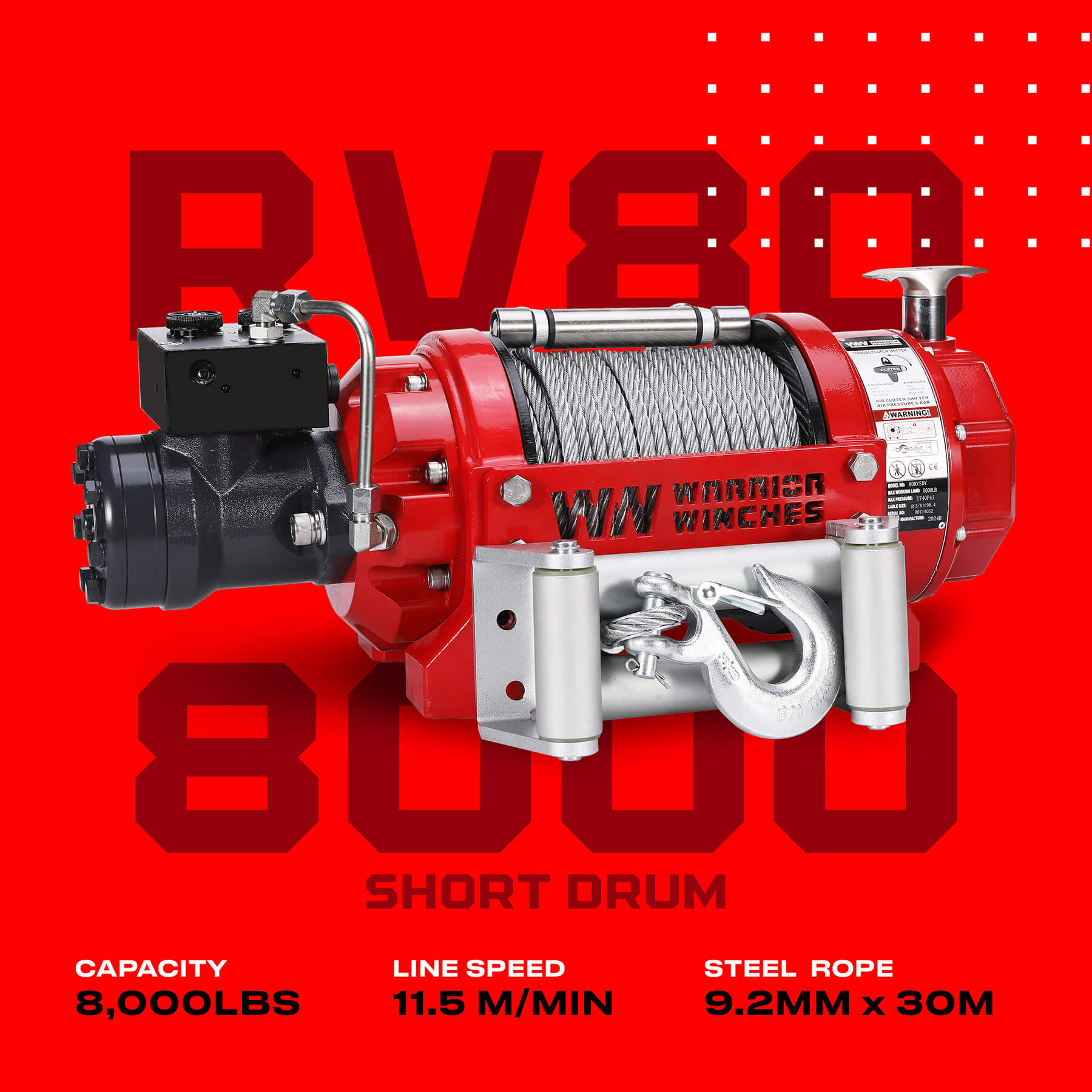 RV 8000 Hydraulic Short Drum Winch