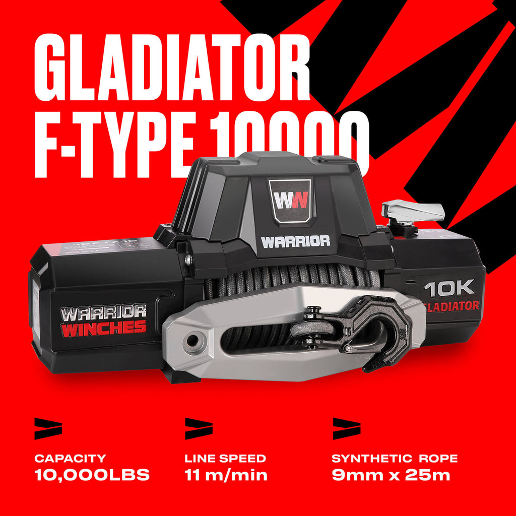 Gladiator F-Type 10000 Electric Winch - 12v Synthetic Rope