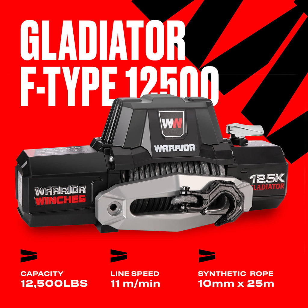 Gladiator F-Type 12500 Electric Winch - 12v Synthetic Rope