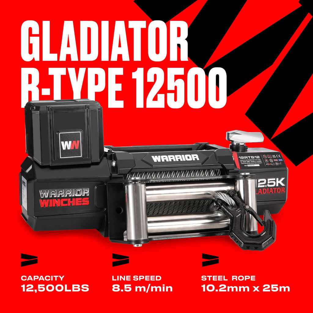 Gladiator R-Type 12500 Electric Winch - 12v Steel Rope