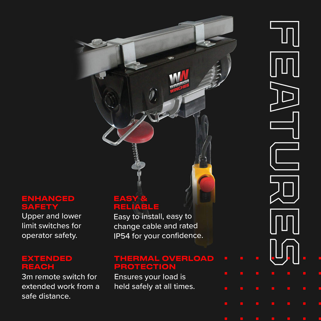 Warrior 250kg Electric Hoist - 240v