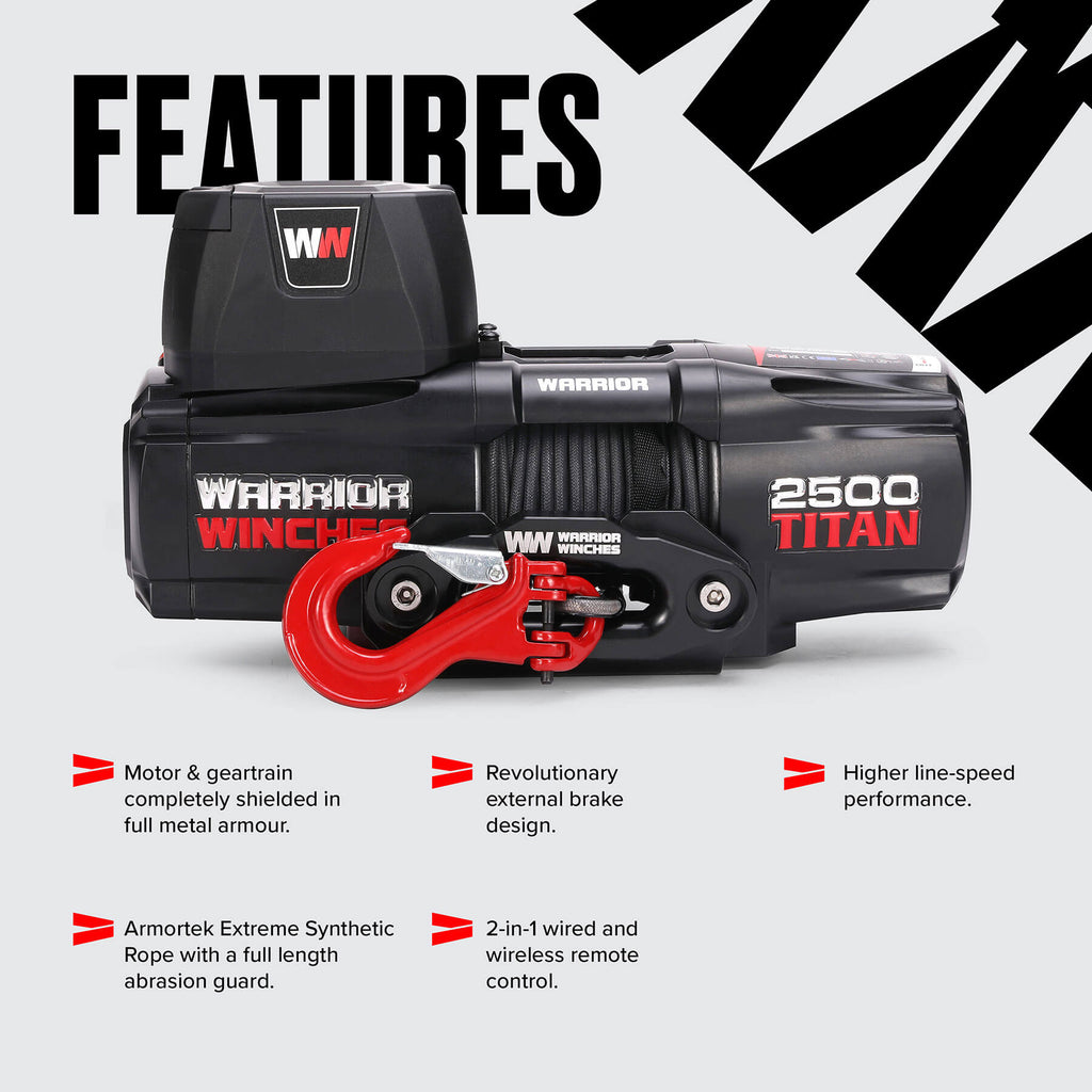 Titan 2500 Electric Winch - 12v Synthetic Rope
