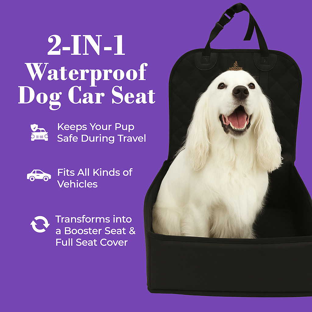 Waterproof Dog Booster Car Seat with 2 Safety Harnesses – Secure Travel for Small & Medium Dogs