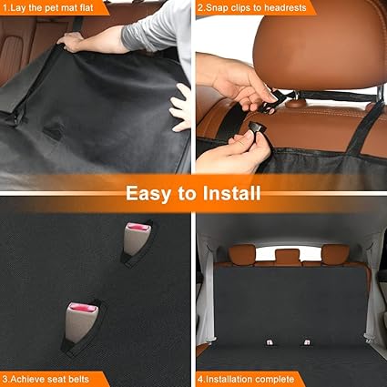 Waterproof Dog Car Seat Cover – Non-Slip Black Rear Protector (125-145cm)