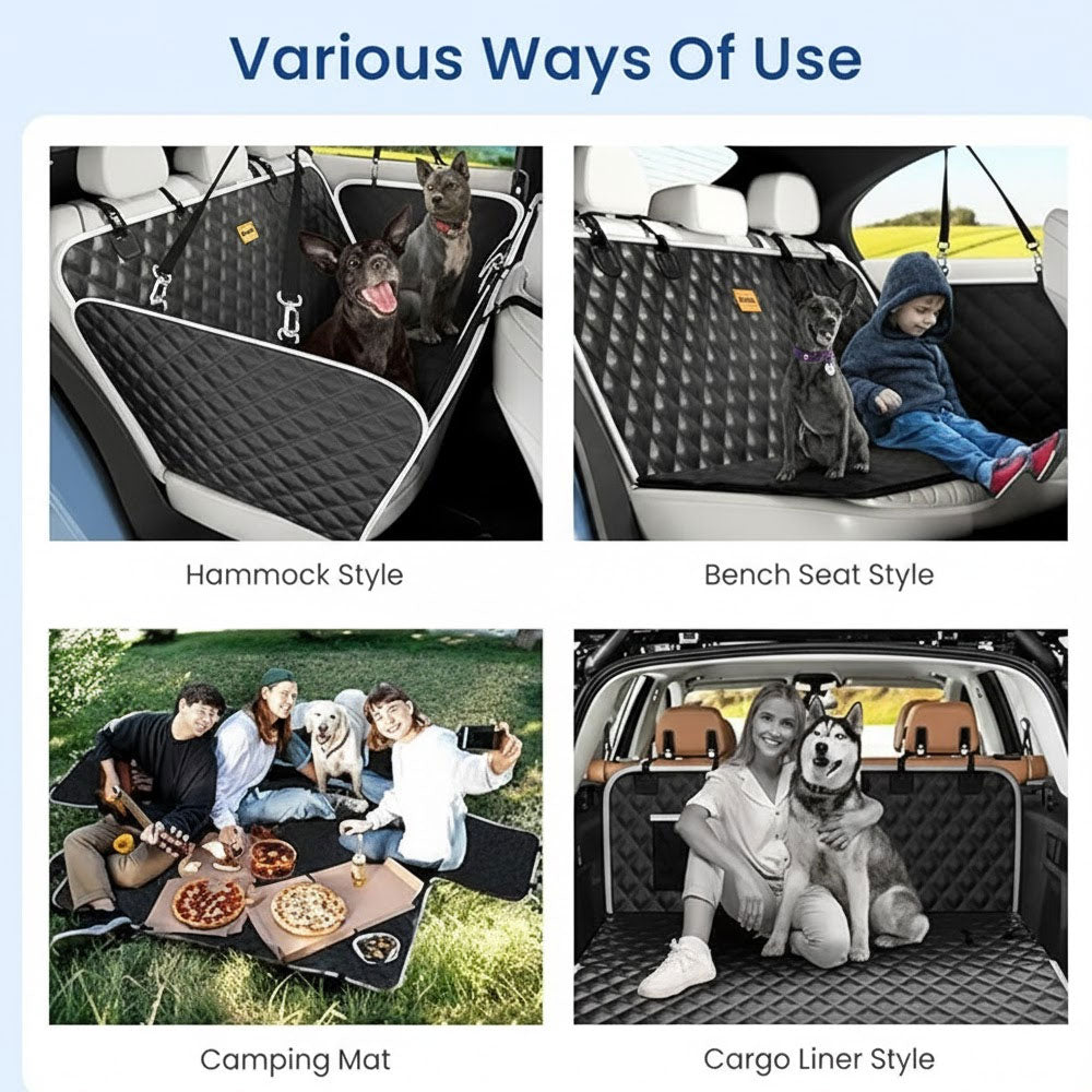Waterproof Dog Car Seat Cover – Premium Rear Seat Protector for Safe Pet Travel
