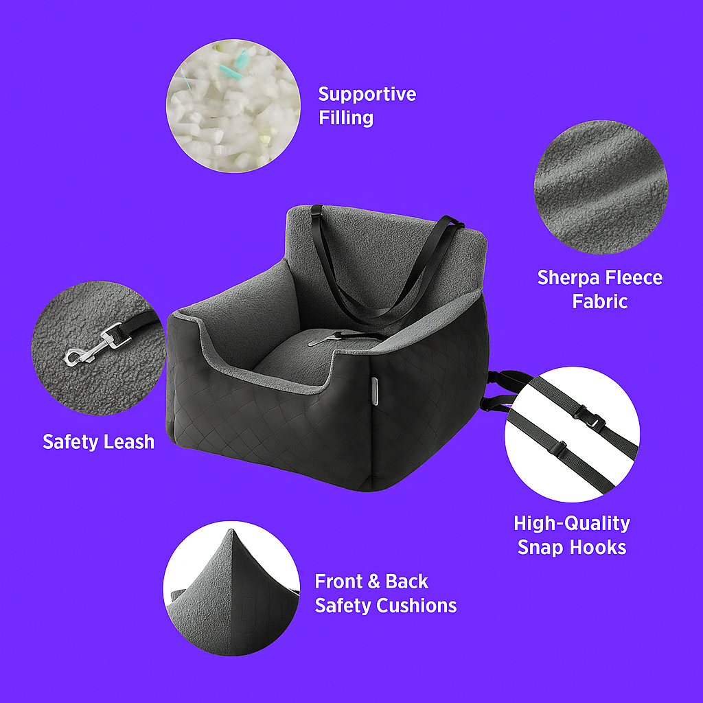 Waterproof Small Dog Car Seat – Booster Bed for Safe & Comfortable Travel