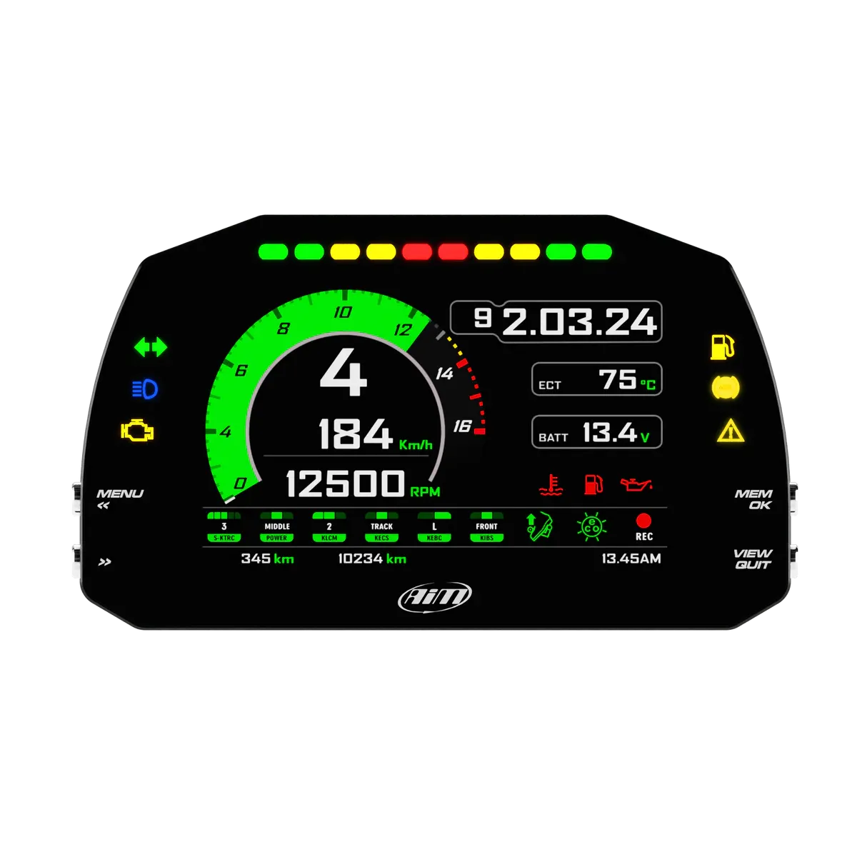 Aim MXK10 Kawasaki Ninja ZX-10r plug & play dash logger