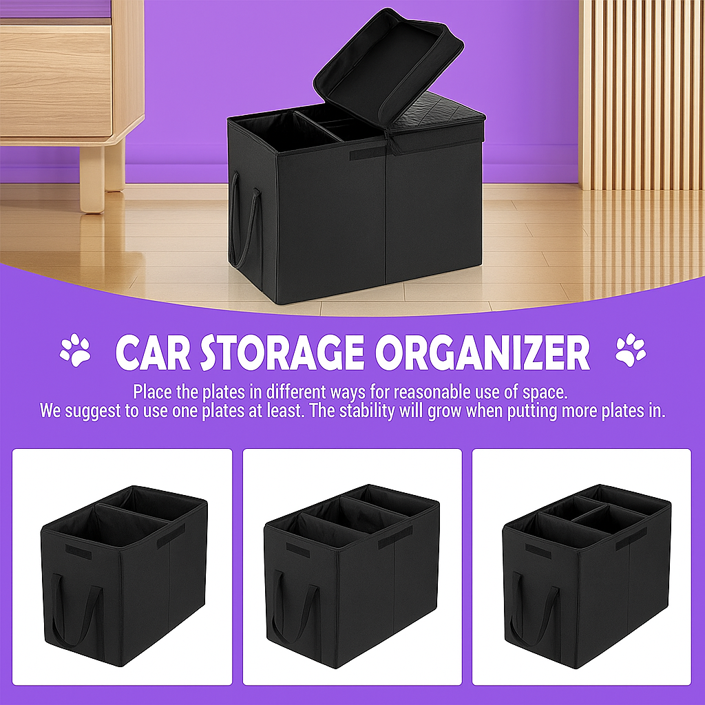 Dog Car Seat Extender & Organizer – Fits Dogs Up to 120 lbs, Black