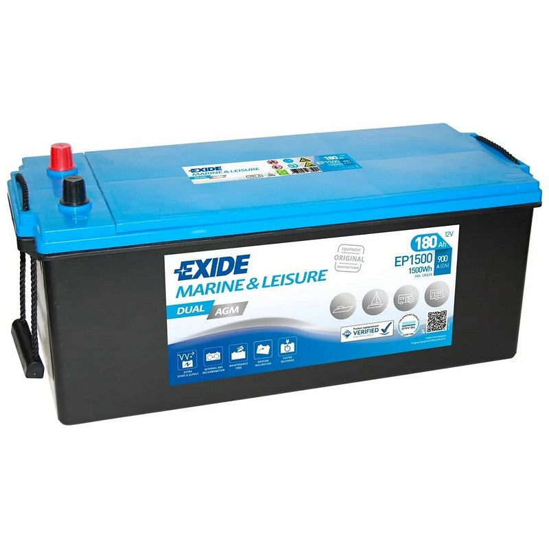 Exide EP1500 Dual AGM Battery ( 629 ) 180Ah 900cca