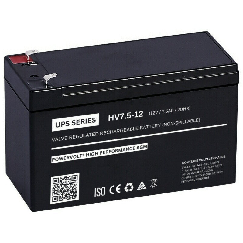 12v 7.5Ah UPS Battery HV7.5-12 Powervolt