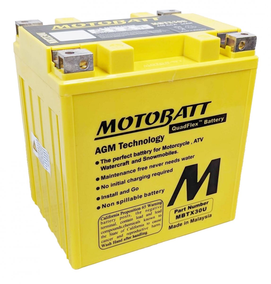 MBTX30U Motobatt AGM Motorcycle Battery - Replaces 53030 and YB30LB